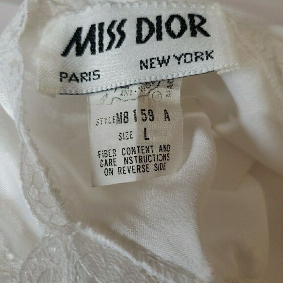 Vintage Miss Dior White Satin Lingerie Slip Dress Lace Bridal 80s 90s Size L - Picture 3 of 11